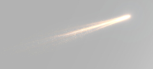 Fiery comet streak with bright glowing head and long luminous light trail in motion © Alehandro