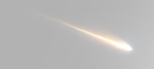 Luminous meteor flying with glowing fire tail and sparkling light streak creating a dynamic trail © Alehandro