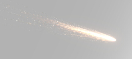 Fiery shooting meteor with glowing comet tail and bright luminous streak creating a speed effect, overlay © Alehandro