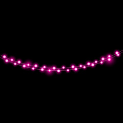 A vibrant string of pink christmas lights creates a festive and cheerful holiday garland display © Alstocker