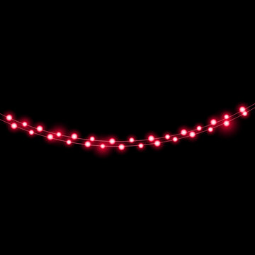 A vibrant string of red christmas lights creates a festive and cheerful holiday garland display