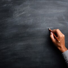Naklejka premium Hand Writing on Black Chalkboard with White Dust Pattern in Classroom or Educational Setting