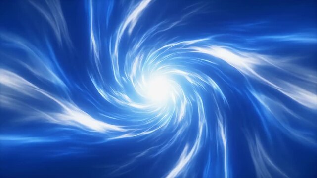Abstract blue energy vortex with glowing light in cinematic motion during a cosmic journey
