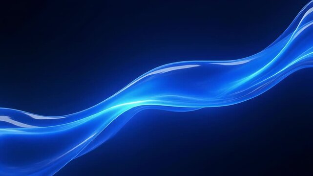 Abstract blue energy wave flowing smoothly in dark void for technology concept