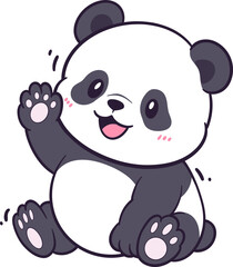 Obraz premium Cute Panda Baby Sitting Outline