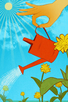 Watering flowers