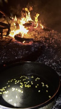 Rustic Wood-Fired Popcorn in the Making