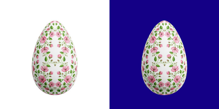 Beautiful decorative easter egg with pink floral pattern design png
