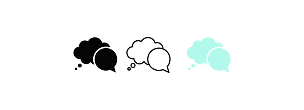 Set of three different speech bubble icons for communication and chat design