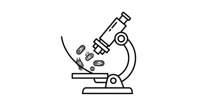 Microscope examining bacteria, scientific research, microbiology, laboratory analysis