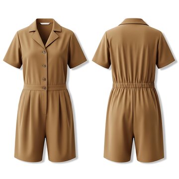 mockup of a light brown color short overall