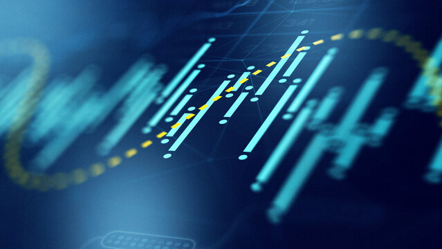 Business chart showing stock exchange trading activity with clear data points and lines