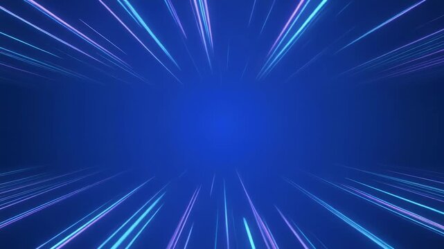 Abstract blue light streaks accelerating into deep space during a futuristic tunnel effect
