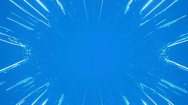 Abstract Blue Light Streaks Bursting Outward Against Black Background Seamless Loop