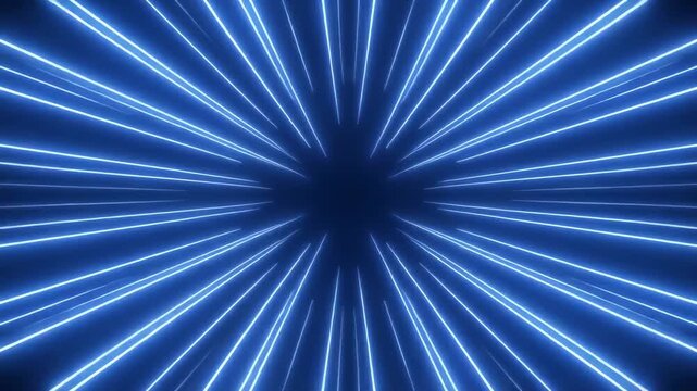Abstract blue light streaks radiating outwards in cinematic motion against a dark background