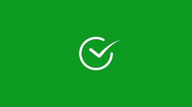 Animated green screen checkmark minimalist success and approval motion chroma key