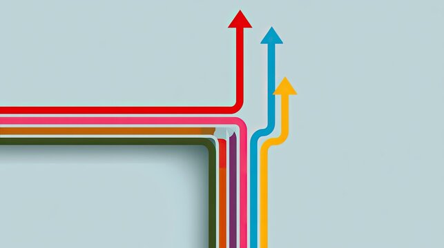 Colorful arrows diverging from a layered structure, indicating growth and direction