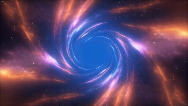 Abstract cosmic vortex with swirling nebulae in vibrant purple and orange hues