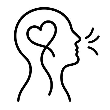 Speaking with love and empathy emotional communication line icon vector
