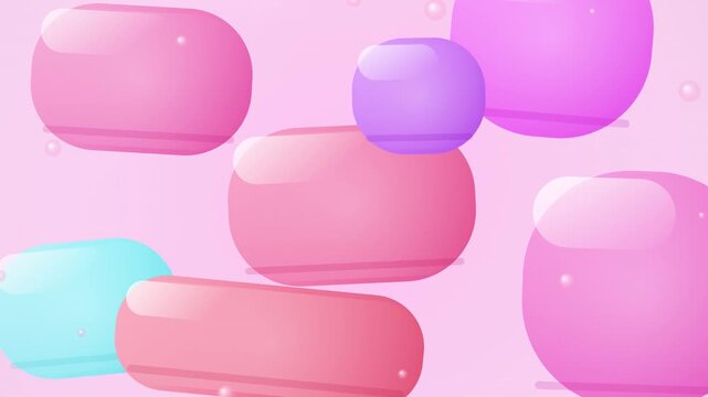 Colorful 3D pills on pastel background.
