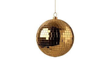 Obraz premium Golden mirror ball ornament with reflective mosaic tiles