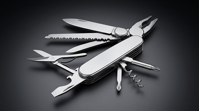 Professional Multi-tool Pocket Knife with Various Utility Attachments for Camping and Survival