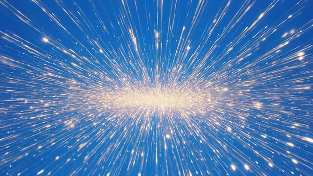 Sparkler Explosion burst with trails against clear blue sky during celebration
