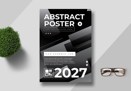 Black Color Minimal Modern Abstract Poster Layout