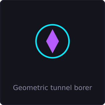 Geometric tunnel borer mining tool icon with dark background