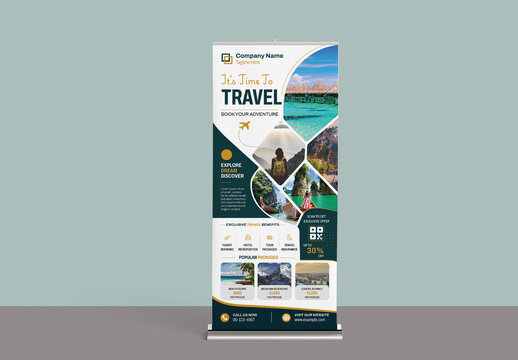 Travel Roll Up Banner Design Template Layout