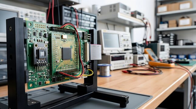 precision temperature sensor mounted on an industrial electronics circuit board beside embedded control components for thermal monitoring, automation systems, equipment diagnostics and engineering app