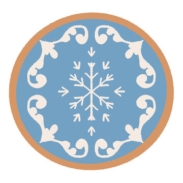 christmas snowflake blue icing cookie