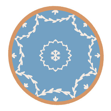 christmas snowflake blue icing cookie