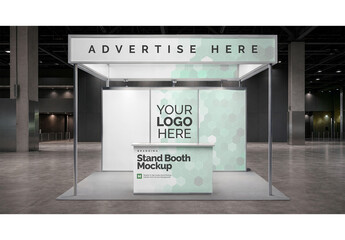 Trade Show Booth Mockup Realistic Template for Promotional and Retail Use