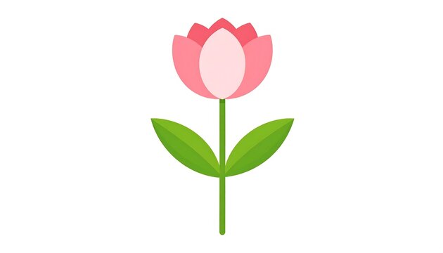 Cute Cartoon Tulip Flower Icon Isolated on White Background for Spring Floral and Botanical Graphics