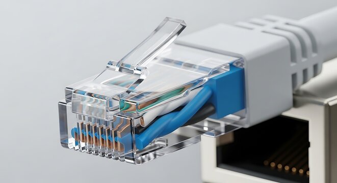 Close-up of Ethernet Cable Connector.