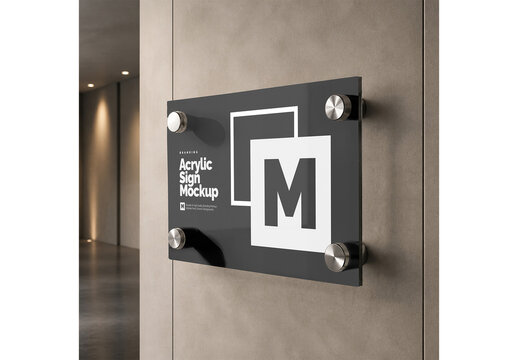 Acrylic Sign Mockup for Business Presentation and Commercial Design