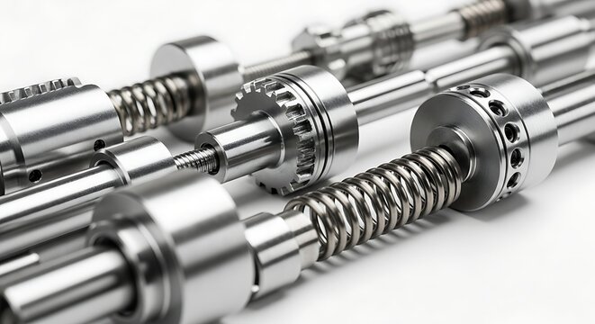 Close-up of metal threaded rods.