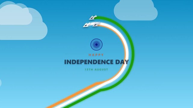 Independence day india background featuring blue sky and white moving clouds animation