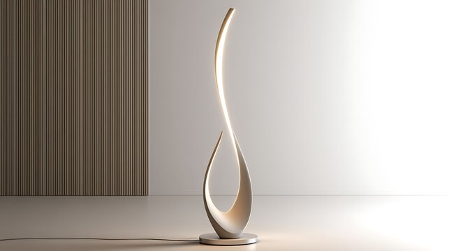 Modern Abstract LED Floor Lamp with Curvy Sculptural Design.