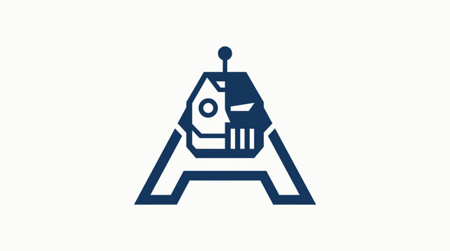 Letter A logo combined with cyborg robot head.