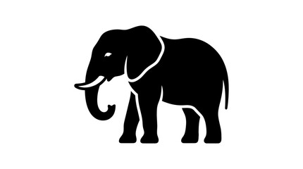 Fototapeta premium Minimalist black elephant silhouette walking.