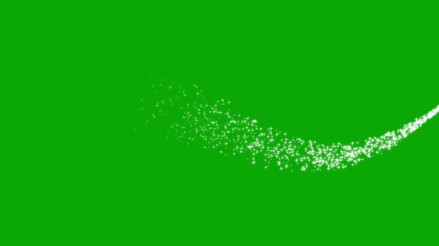 Glittering star line animation, sparkling fairy dust, twinkle star burst, glowing particles, magical pixie dust path, green background, seamless 4k sparkle loop video, fantasy overlay
