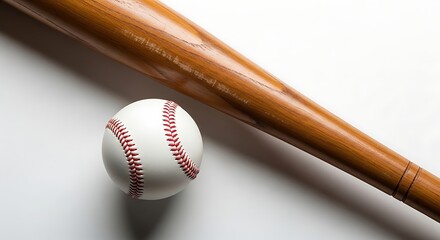 Fototapeta premium Baseball and bat on white background.