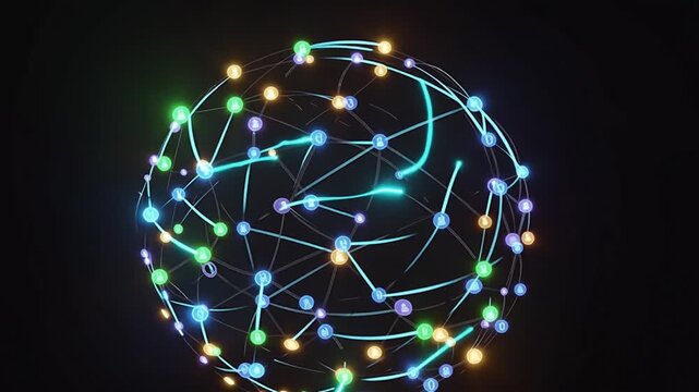 Glowing blue neural network nodes connected by lines, representing AI or brain activity.