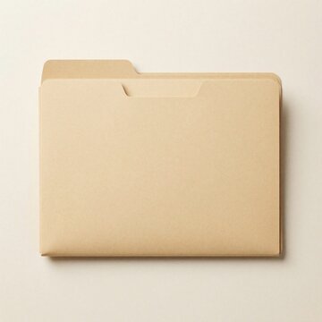 Manila file folders with tabs sit stacked on a light beige surface. These blank organizers are ideal for storing papers, documents, or records.