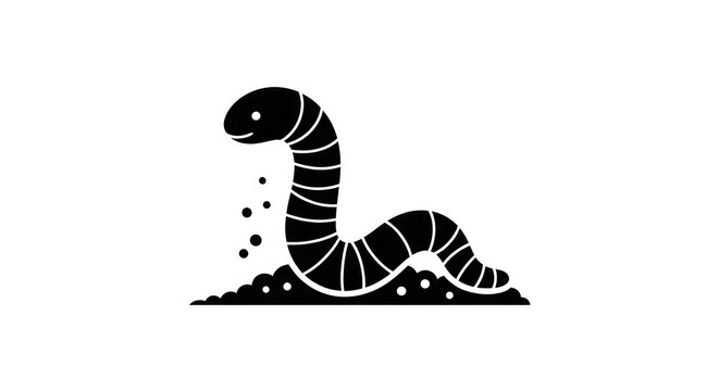 Worm Emerging from Soil Ground.