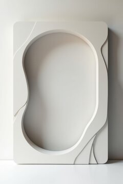 Marco abstracto con recortes, inspirado en el arte moderno, con formas geom&eacute;tricas audaces y l&iacute;neas fluidas