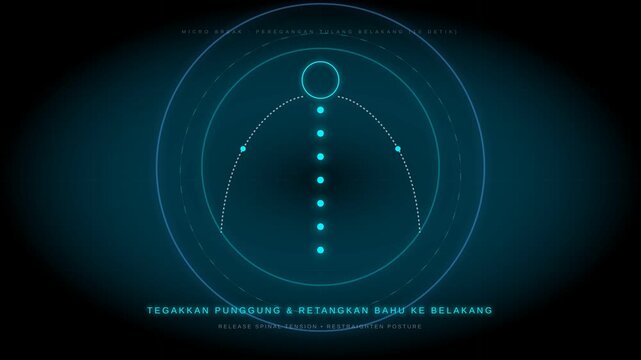 Digital Spine Animation for Micro Break Stretching Exercise with Minimalist UI Design Elements
