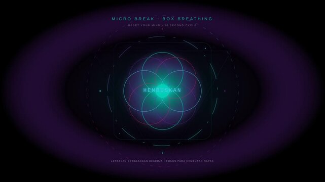 Guided Box Breathing Exercise Animation for Stress Relief and Mindful Relaxation in Daily Routine